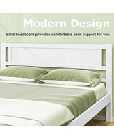Queen Size Wood Bed Frame with Headboard and Wooden Slats Support-Queen