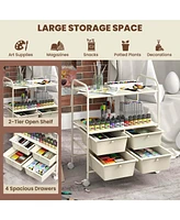 4Drawer Rolling Storage Cart shelf Scrapbook Paper Office School Organizer