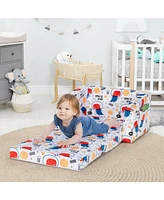 2-in-1 Convertible Kids Sofa with Velvet Fabric