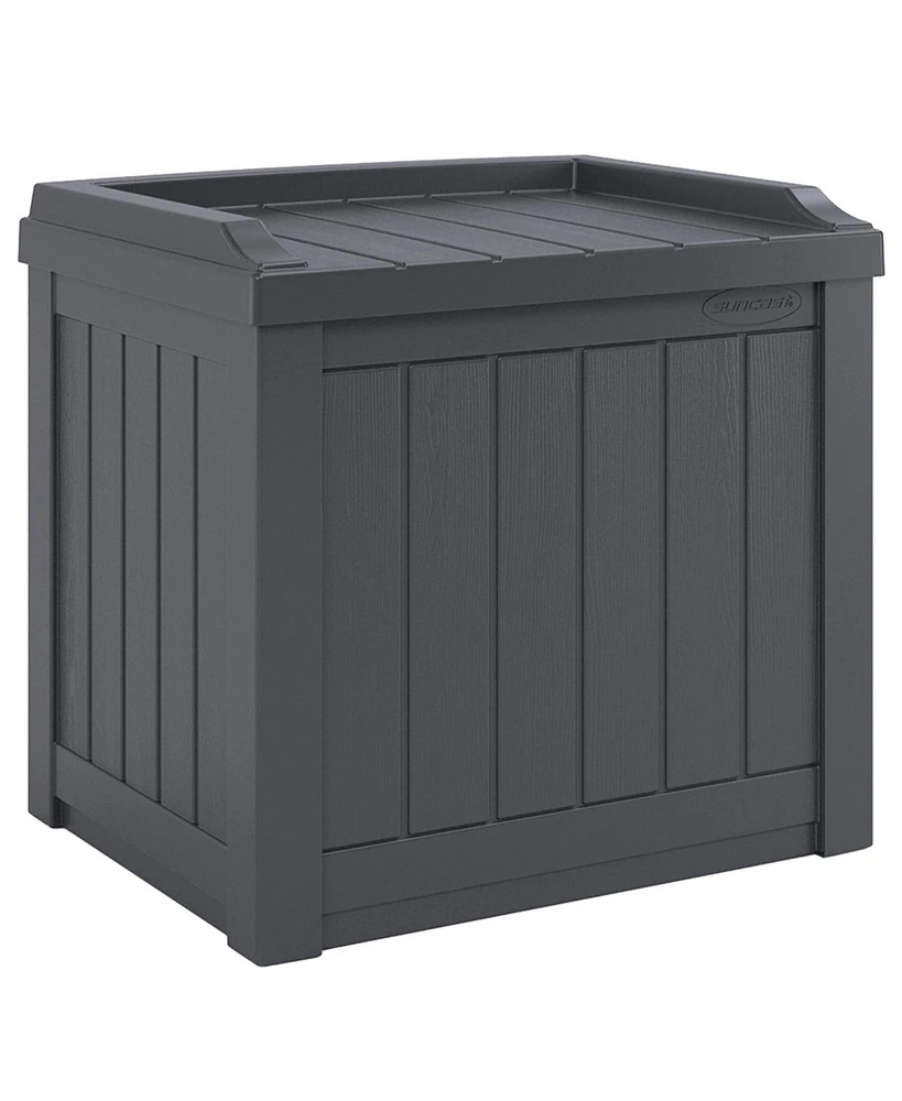 Suncast 22 Gallon Outdoor Patio Small Deck Box with Storage Seat, Cyberspace