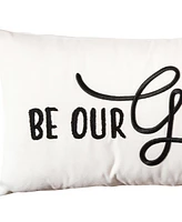 12" x 24" Decorative "Be Our Guest" Cursive Script Embroidered Accent Throw Pillow w/ Black Tassels