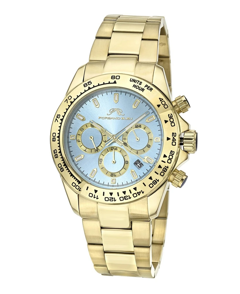 Preston Stainless Steel Gold Tone & Ice Blue Men's Watch 1036BPRS