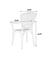 3-Piece Cast Aluminum Bistro Set with Umbrella Hole and Outdoor Durability