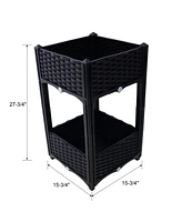 Elevated Planter Box for Outdoor Gardening (15.7"x15.7"x27.7", Black)