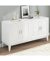 White 4-Door Sideboard Cabinet with Adjustable Shelf