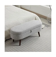 S02 Basics Upholstered Storage Ottoman and Entryway Bench Grey