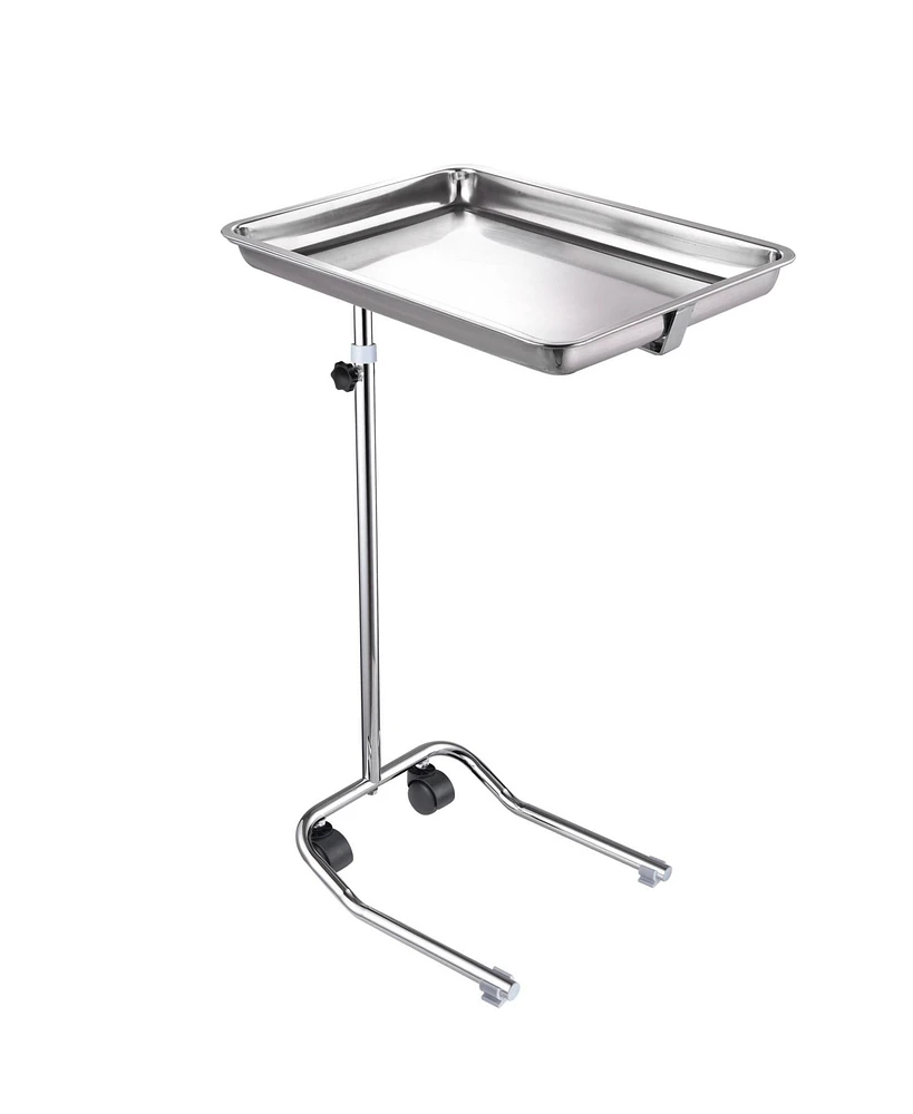 Yescom Rolling Mayo Stand Stainless Steel Tray Trolley Medical Salon Equipment Tattoo