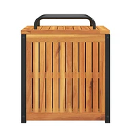 Patio Cushion Box 17.7"x17.7"x17.7"/20.9" Solid Wood Acacia and Steel