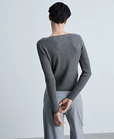 Mango Women's Boat Neck Ribbed Sweater