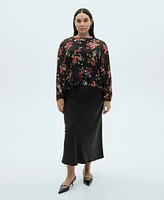 Mango Women's Floral Ruffled Blouse Top