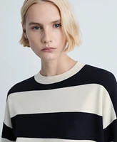 Mango Women's Round-Neck Striped Sweater