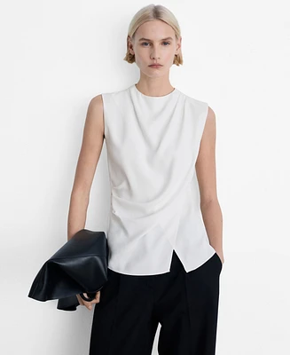 Mango Women's Sleeveless Draped Blouse Top