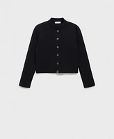 Mango Women's Mandarin Collar And Jewel Buttons Jacket Sweater