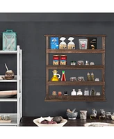 Unho 4 Tier Wall Mounted Floating Shelves: Kitchen Spices Plants Storage Display Shelf