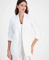 Anne Klein Womens Notch Collar 3 4 Sleeve Open Jacket Pull On Flyaway Wide Leg Pants