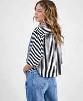 Hugo Women's Striped Cotton Elbow-Sleeve Button-Front Shirt