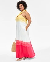 I.n.c. International Concepts Plus Sleeveless Halter Maxi Dress, Exclusively at Macy's