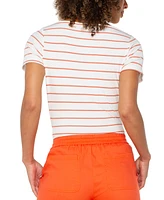 Liverpool Los Angeles Petite Short-Sleeve Boat-Neck Knit Top