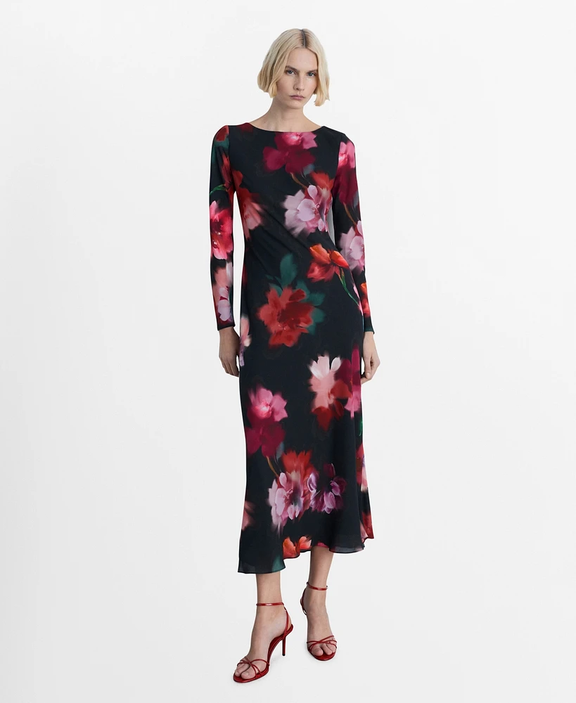 Mango Women's Floral-Print Midi-Dress