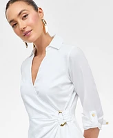 I.n.c. International Concepts Women's Hardware-Trim Cotton Faux-Wrap Dress, Exclusively at Macy's