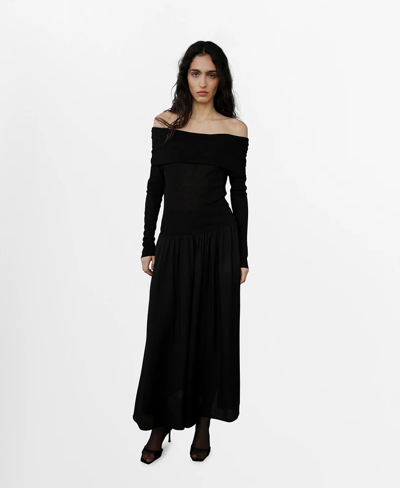 Mango Women's Off-The-Shoulder Knitted Dress