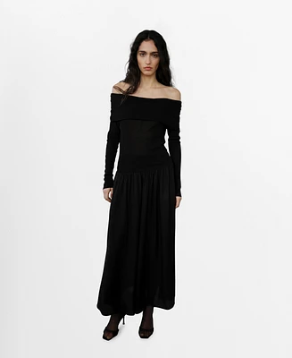 Mango Women's Off-The-Shoulder Knitted Dress