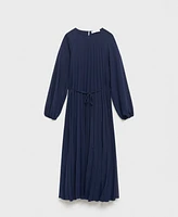 Mango Women's Bow Belt Pleated Dress