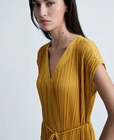 Mango Women's Belt Pleated Dress
