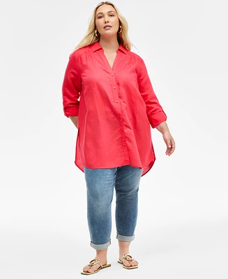 I.n.c. International Concepts Plus Linen-Blend Tunic, Exclusively at Macy's