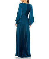 Mac Duggal Women's Sequin Gown with Embellished Hemline and Belt