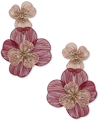 lonna & lilly Gold-Tone Crystal Openwork Flower Statement Earrings