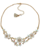 lonna & lilly Gold-Tone Mixed Stone Flower Statement Necklace, 16" + 3" extender