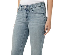 Silver Jeans Co. Women's Suki Mid-Rise Curvy-Fit Straight-Leg Cropped Denim