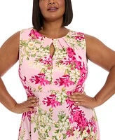 London Times Plus Size Floral-Print Jersey Dress