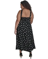 Dkny Plus Polka-Dot Crisscross Halter Midi Dress