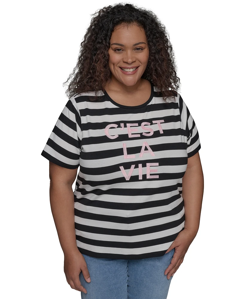 Karl Lagerfeld Paris Plus C'est La Vie Striped Tee