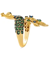 Le Vian Tsavorite (1-1/6 ct. t.w.), Sapphire (5/8 ct. t.w.) & Black Diamond Accent Peacock Statement Ring in 14k Gold