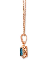 Le Vian London Blue Topaz (3/4 ct. t.w.) & Diamond (1/5 ct. t.w.) Oval 20" Pendant Necklace in 14k Rose Gold