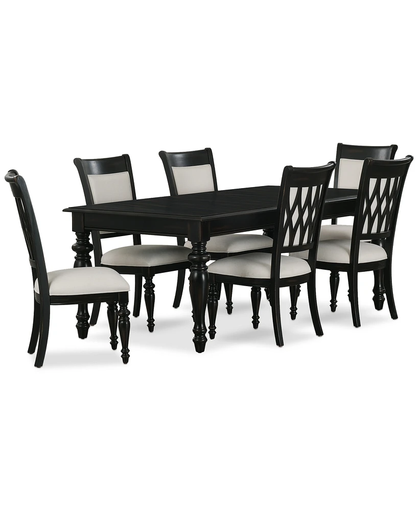 Daria 7-Pc. Dining Set (Rectangular Table & 6 Upholstered Back Side Chairs), Created for Macy's