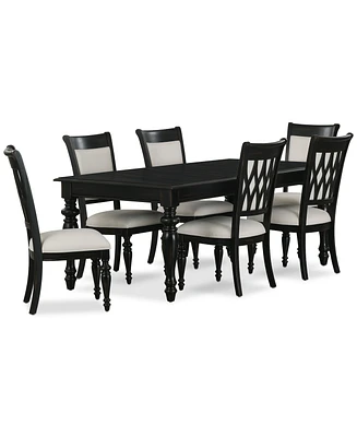 Daria 7-Pc. Dining Set (Rectangular Table & 6 Upholstered Back Side Chairs), Created for Macy's