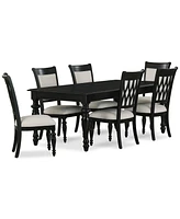 Daria 7-Pc. Dining Set (Rectangular Table & 6 Upholstered Back Side Chairs), Created for Macy's