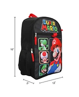 Super Mario Bros Character Grid 16" Youth 5-Piece Backpack Set