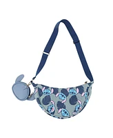 Stitch Character Head All-Over Print 28 Cm Sling Crossbody Bag With Detachable Coin Pouch
