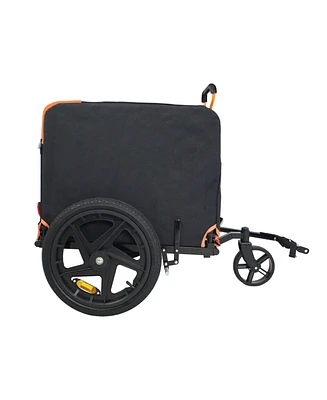 Foldable Pet Jogging Stroller Dog Carriers Bicycle Trailer Pet Dog Cat Bike Trailer Orange and Black - Ideal for Small Pets