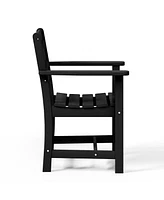 5-Piece Hdpe Outdoor Square Patio Dining Table Set with Armchairs