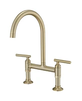 Modern Double Handle 2-Holes Deck Mount Bridge Kitchen Faucet with 360 Swivel Spout Sink Faucet