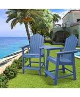 Tall Adirondack Chair with Connecting Table Patio Chairs Outdoor Barstool Furniture Set Balcony for Lawn Backyard Garden