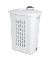 Sterilite White Laundry Hamper With Lift-Top, Wheels, And Pull Handle