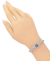 Swiss Blue Topaz & Sterling Silver Paddy Oval 7mm Chain Bracelet