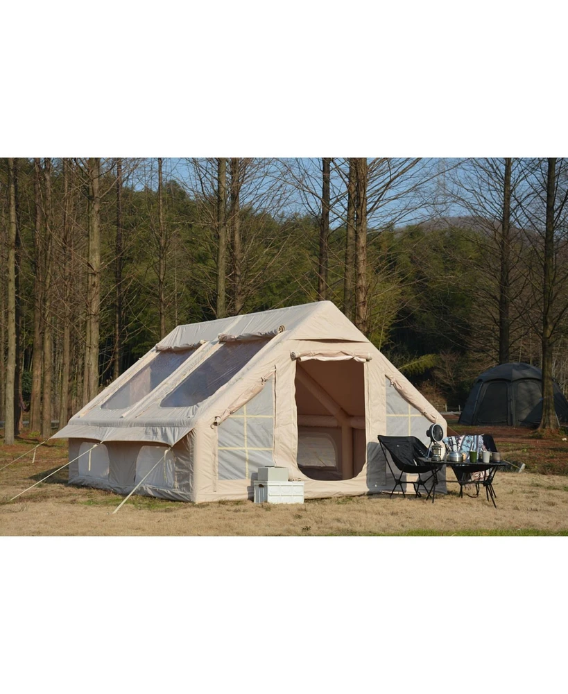 Inflatable Glamping Tent: 9.8 x 13ft, Waterproof, Windproof, Easy Setup